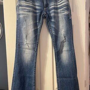 Big Star Women's Blue Distressed Flare Jeans